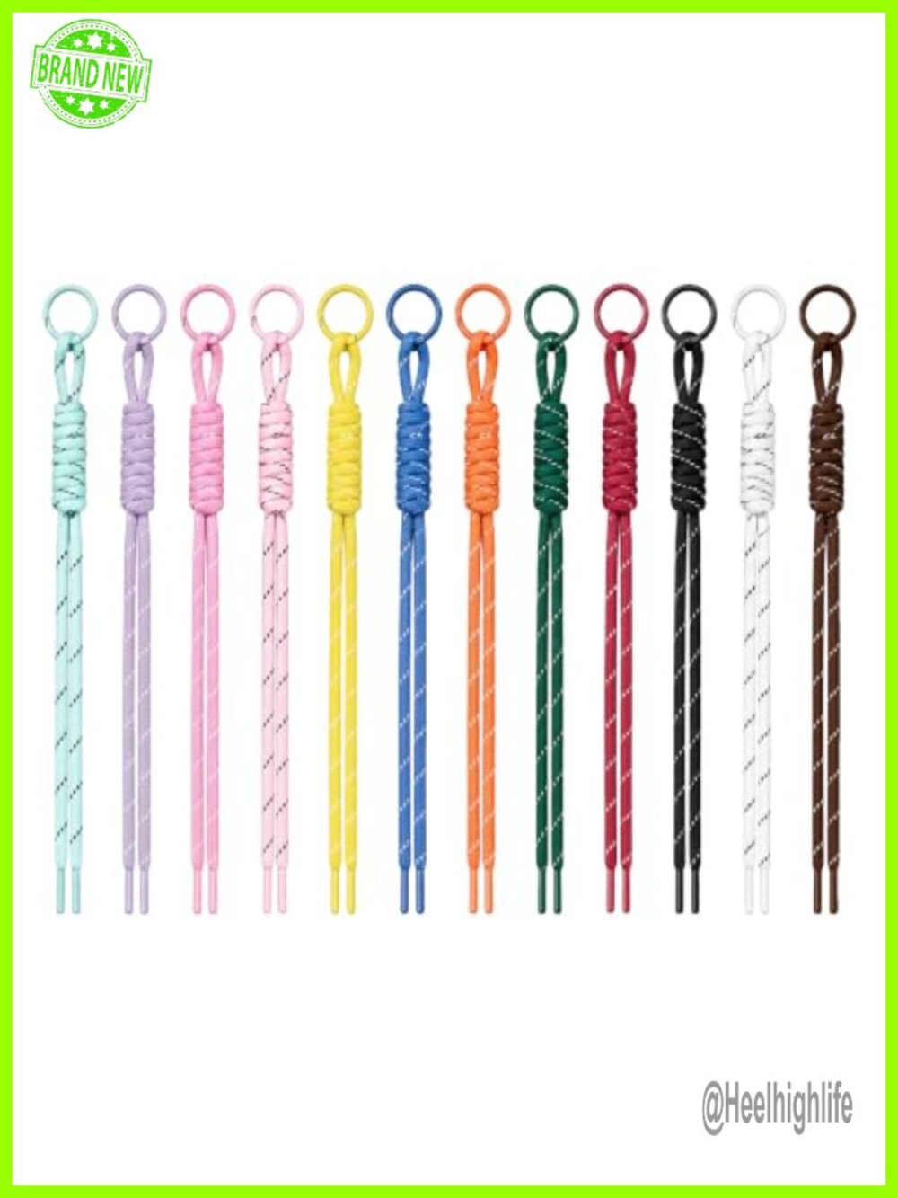 12pc Paracord Keychain Kit Braided Nylon Bag Charm DIY Bead Keyrings